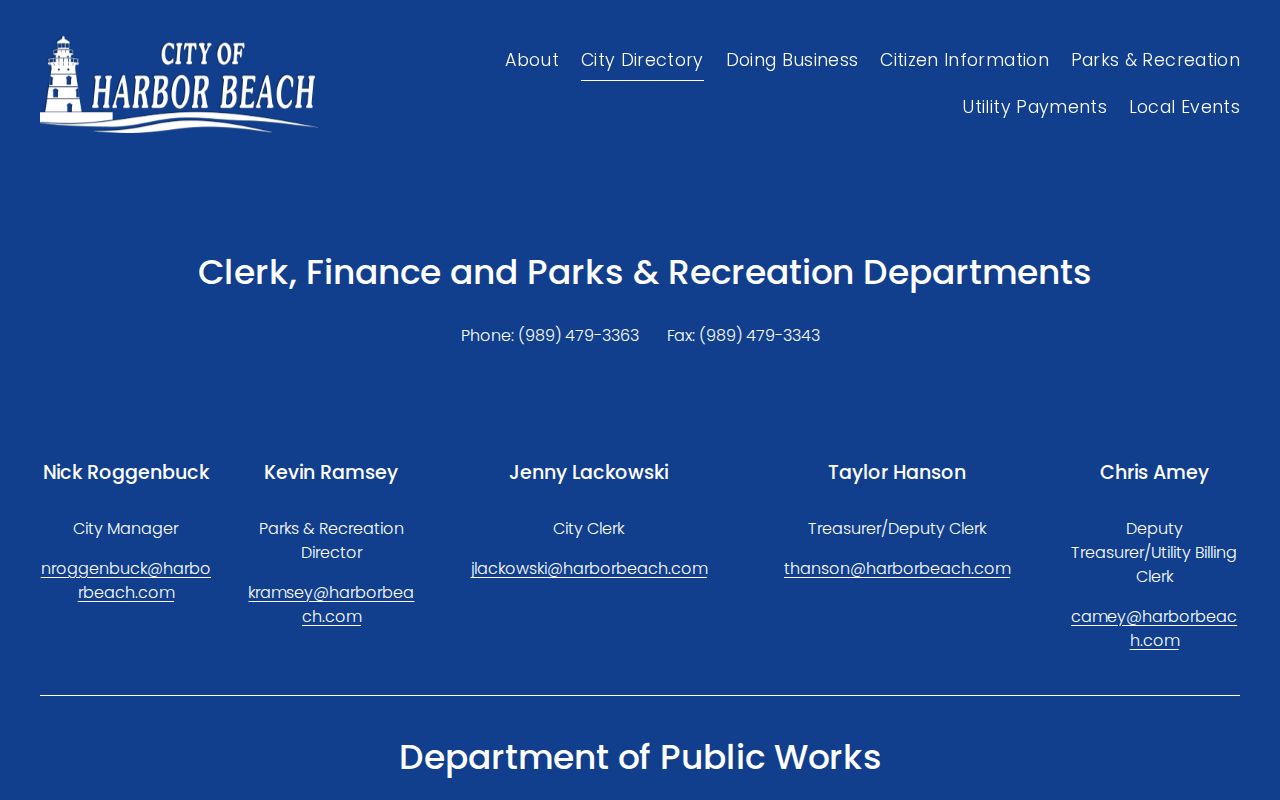 Harbor Beach Police contact page for local arrest-record requests