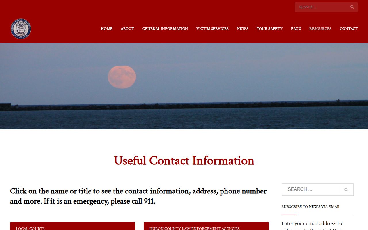 Huron County Prosecutor useful contacts page