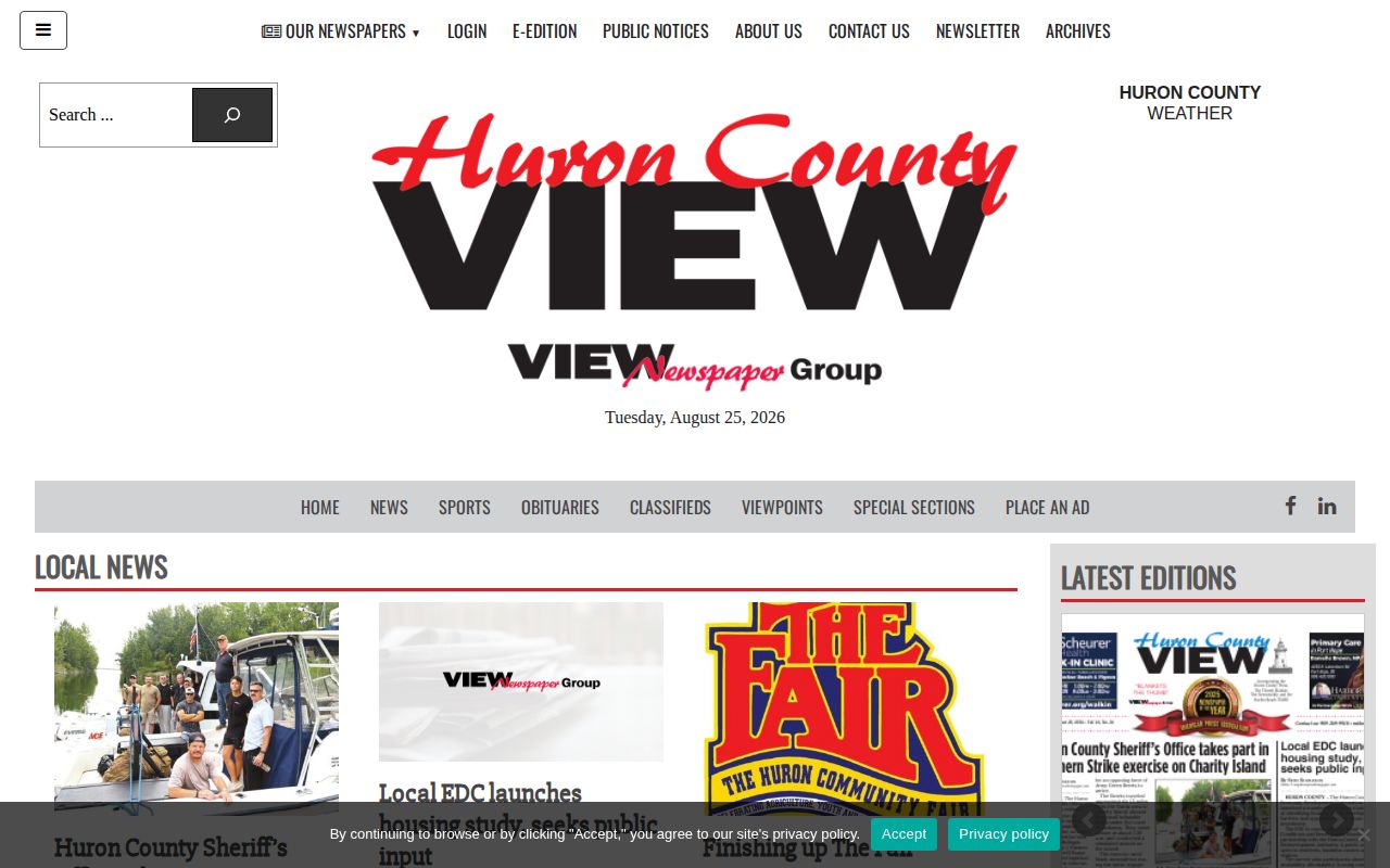 Huron County View weekly local news page